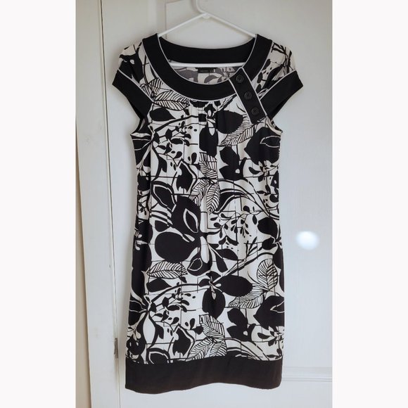 NWOT BCBGMaxAzria Black/White Floral Dress - Picture 1 of 9